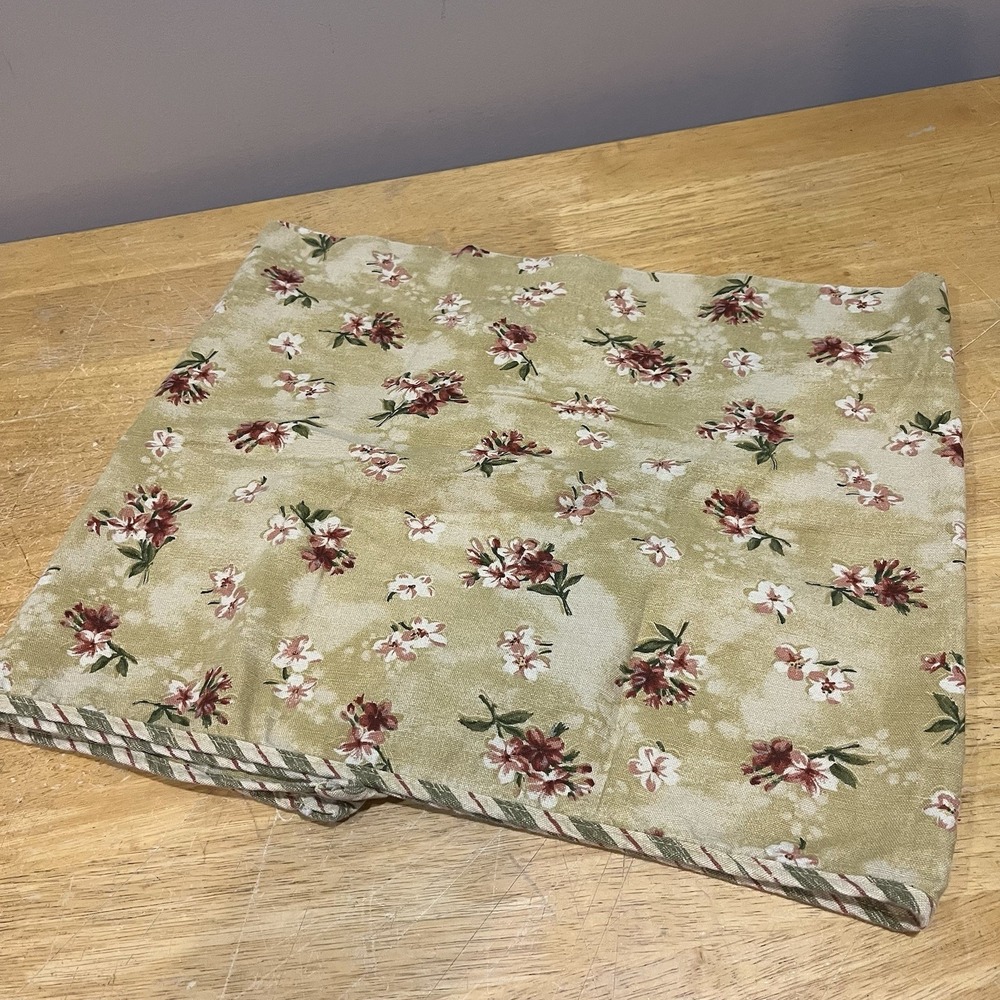 Waverly Fontanelle Floral and Stripe Valance Green Rose on Gold‎ 16x58" Vtg